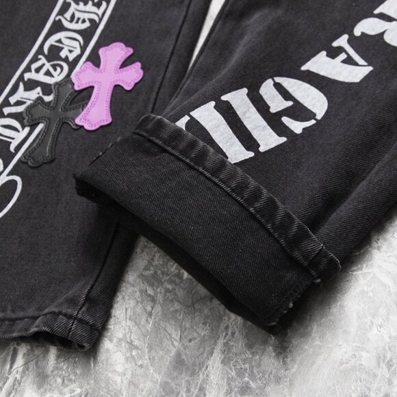 Chrome Heart Leather Patch Jeans - Picture 6 of 11